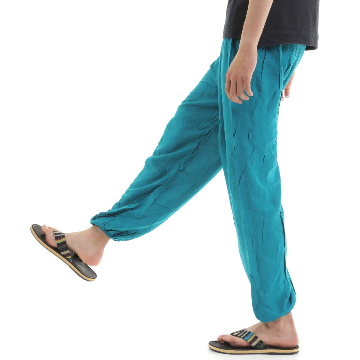 

[Okinawa Giken] Asian Pants, Sarouel Pants, Aladdin Pants, Men s, Women s, Unisex (Solid Blue)