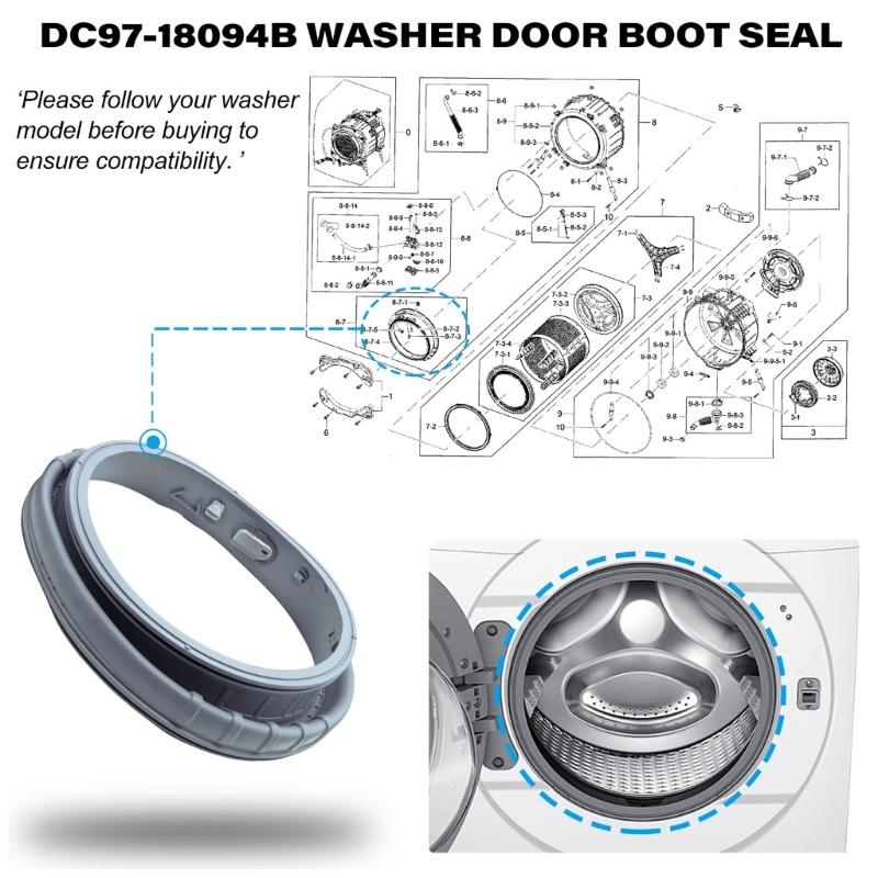 Upgraded DC97-18094B Washer Door Boot Seal for WF42H5000AW WF42H5200AP WF42H5100AW WF42H5200AF Washing Machine