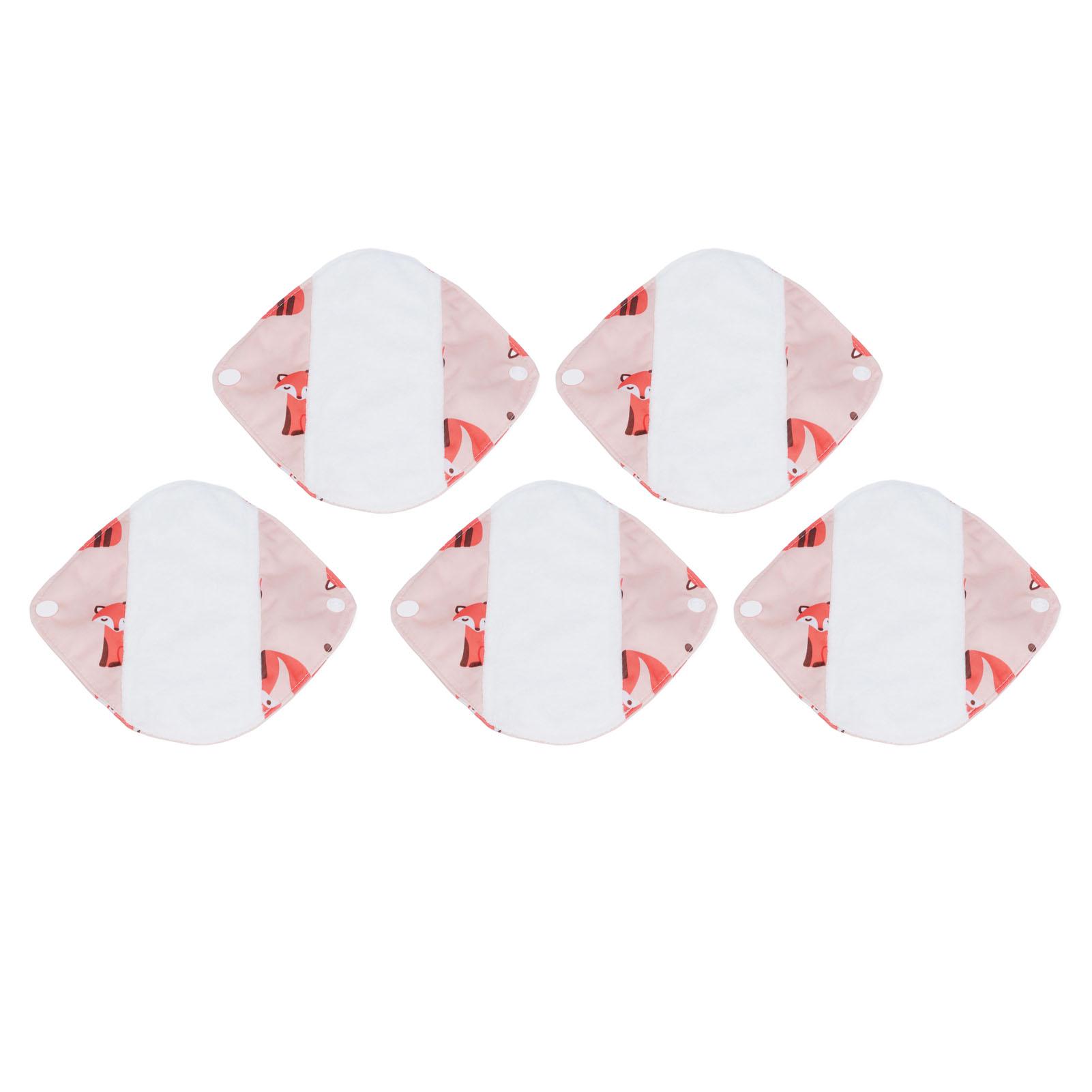 

5 шт. многоразовые ежедневные прокладки с милым рисунком красной лисы 18x20 см, герметичные тканевые ежедневные прокладки