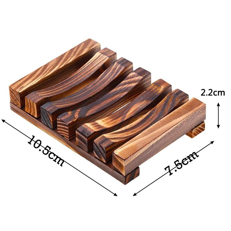 Natural Bamboo Soap Dish Wooden Bathroom Soap Storage Rack Mildew-Resistant Soap Drain Box Tray Bathroom Accessories