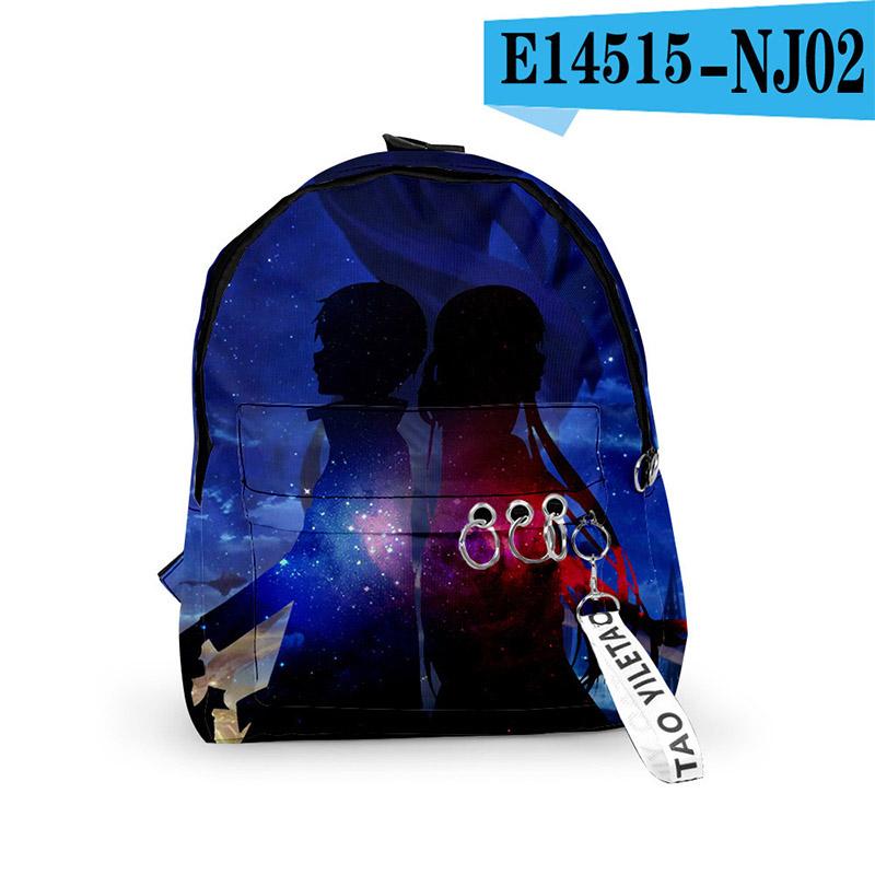 Classic Anime Sword Art Online Backpacks Boys/Girls Pupil School Bags 3D Print Keychains Oxford Waterproof Cute Small Backpacks