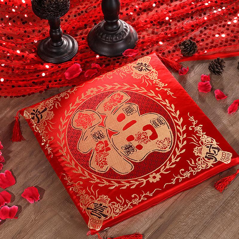 Chinese Style Seat Cushion Red Valentine's Day Wedding Blessing Kneel Cushion Square Bay Window Sofa Back Pillows Home Decor