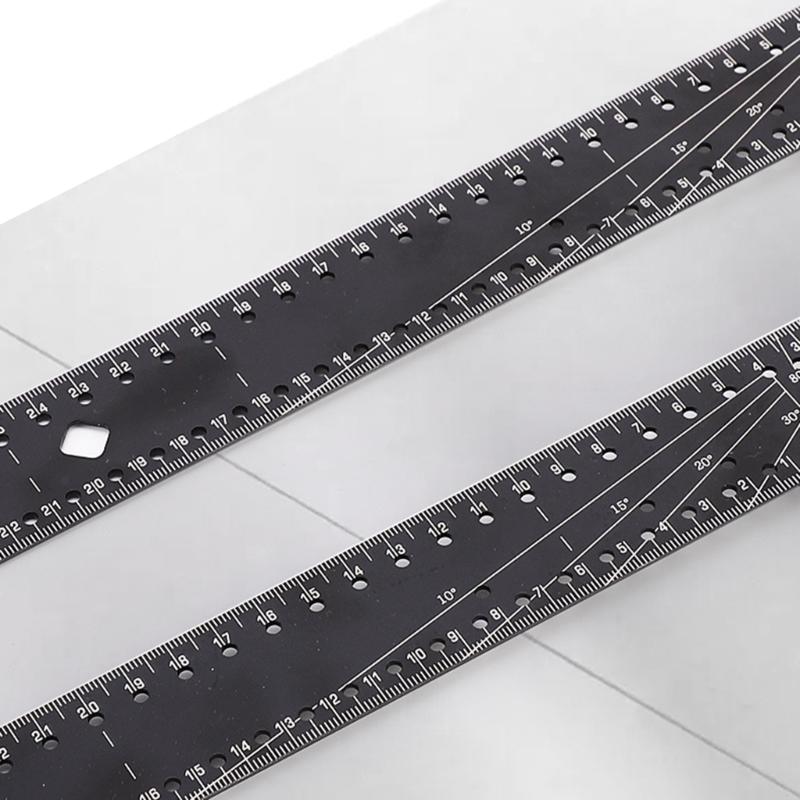 30-90 Degree Square with Marking Hole Measuring Ruler 12inch Combination Square for Measuring Woodworking