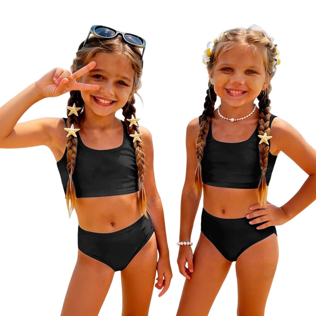 Girls Two Piece Swimsuit Tankini Set Kids Summer Swimwear Soft Fabric Comfortable Fit Durable Construction Suitable for Beach Pool Activities