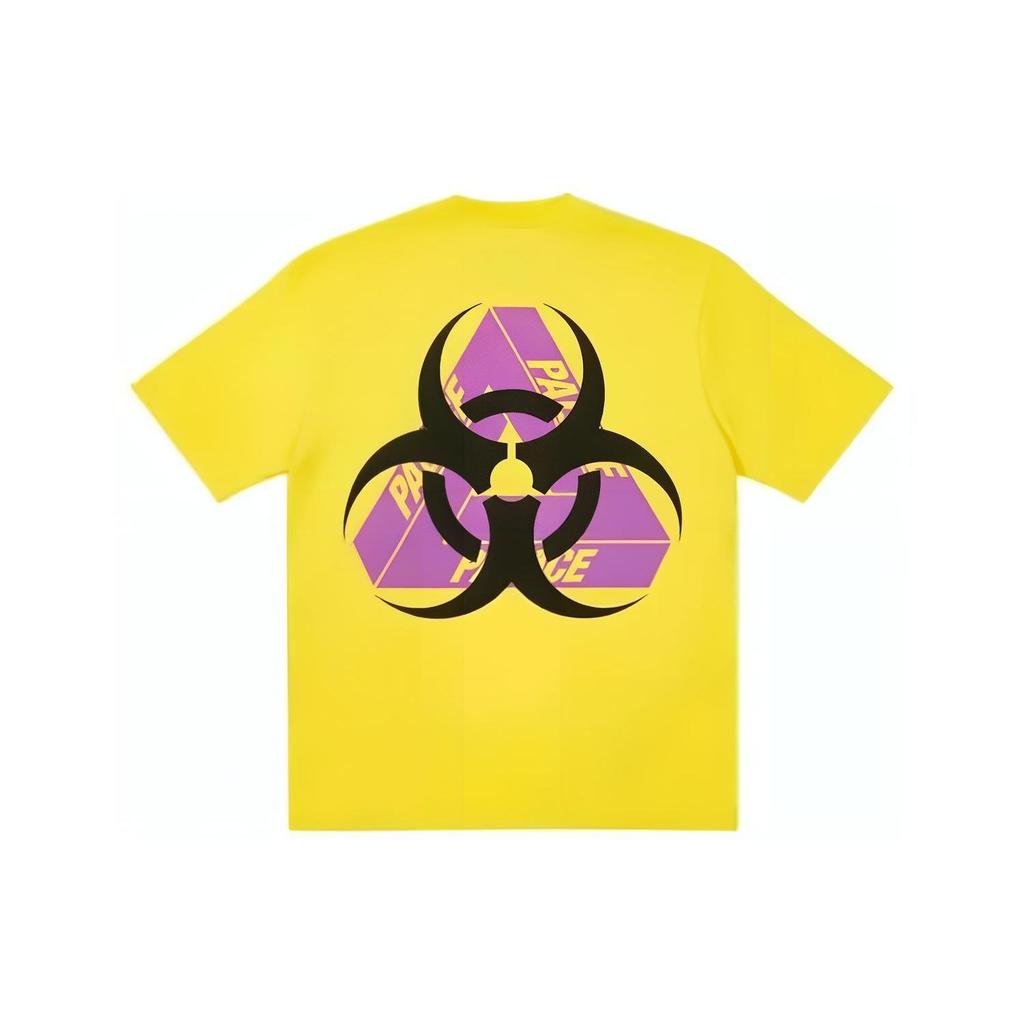 Palace Biohazard Triangle Back Triple Ring Logo Short Sleeve Tee Unisex Tops Yellow P20TS148