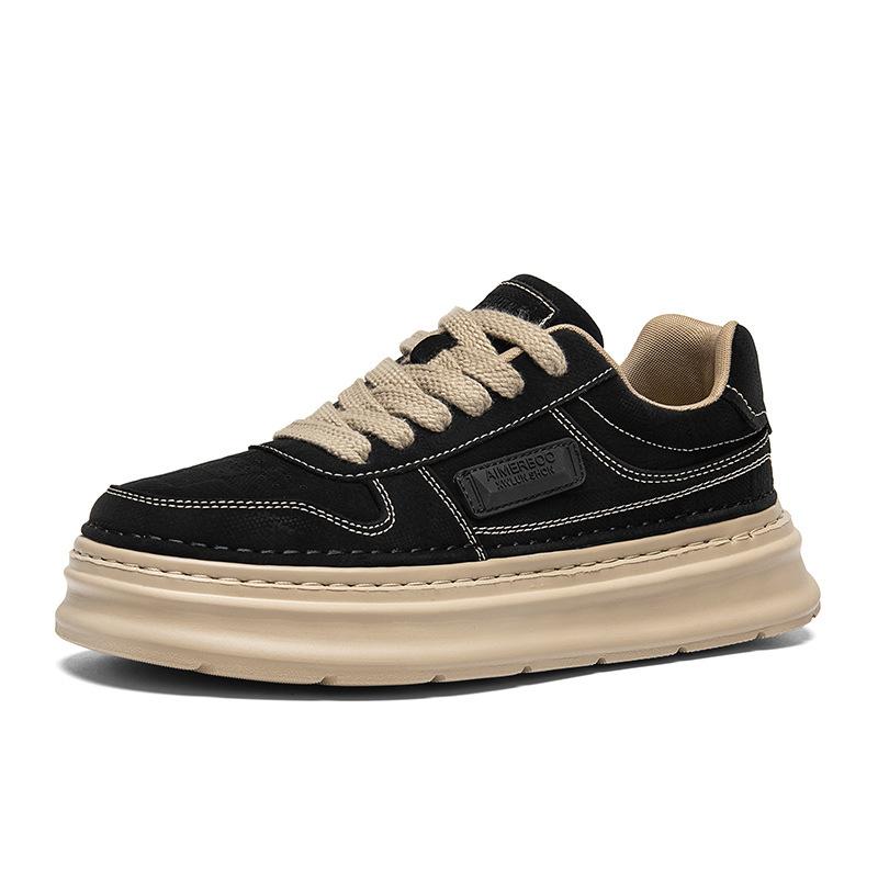 Shoes autumn new thick-soled heightening casual shoes black board shoes low-top lace-up sneakers