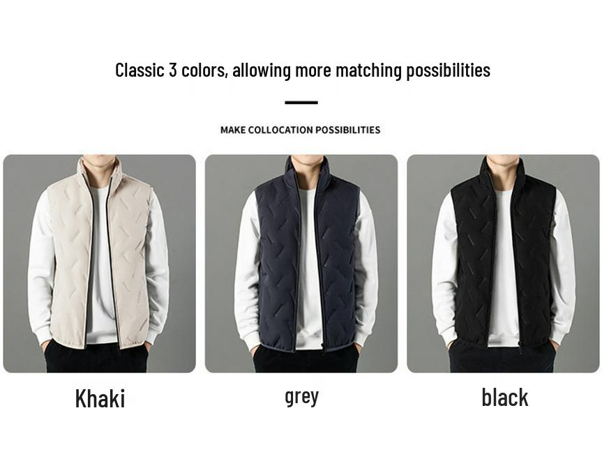 Men's Lambswool Cotton Quilted Vest – Warm, Thickened Outerwear for Autumn and Winter (Middle-aged and Elderly)