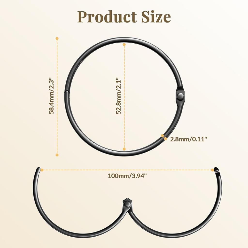 Shower Curtain Rings, Bathway Shower Curtain Hooks, Black Shower Curtain Rings Rust Proof, Anti-Drop Shower Rings for Curtain, Shower Hooks for
