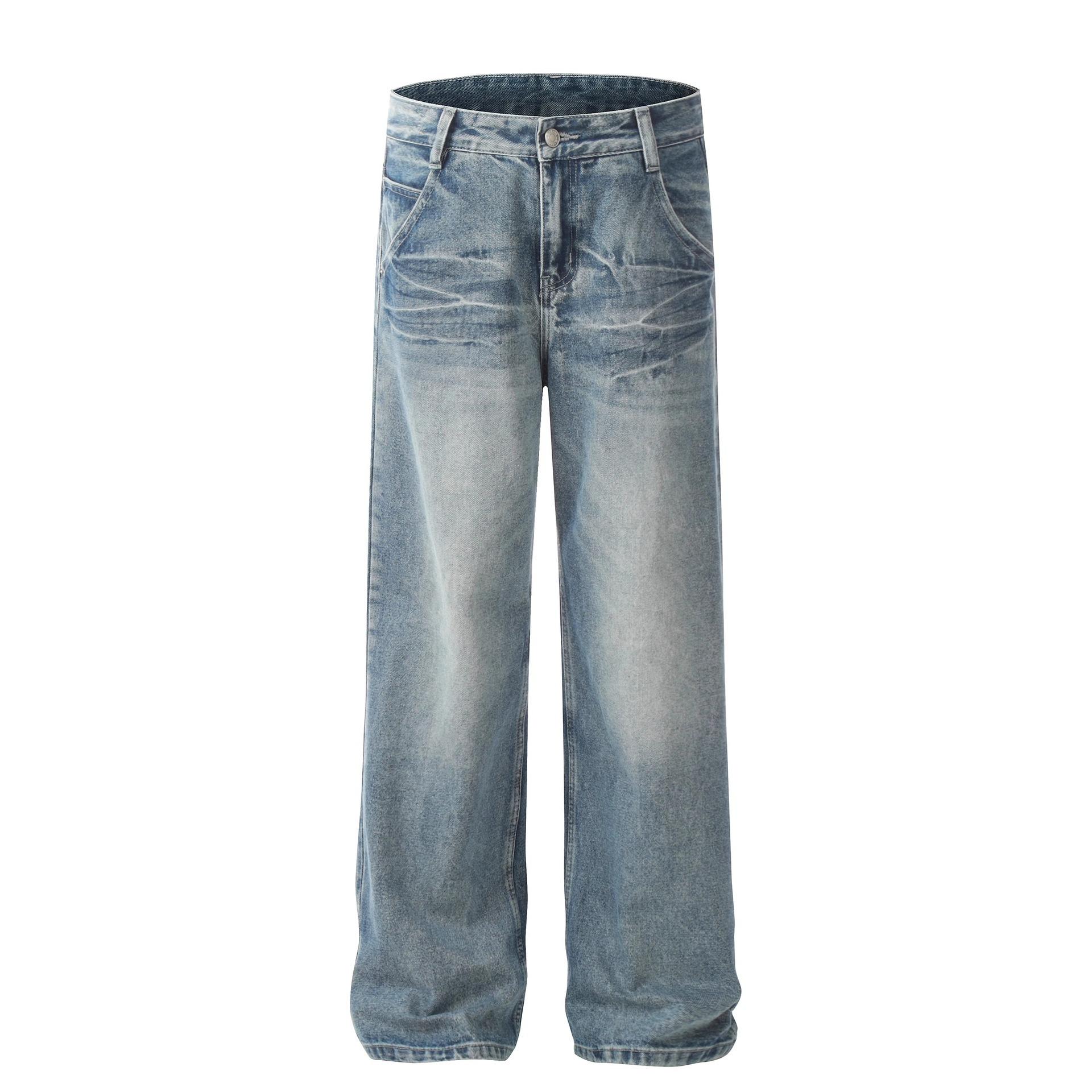 

JYL Men s Straight Jeans American Vintage Washed Spring New Loose Casual Denim Pants XXXL безодня