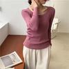 autumn and winter new low round neck long-sleeved slim-fit jumper stacked with simple solid color bottoming shirt top women