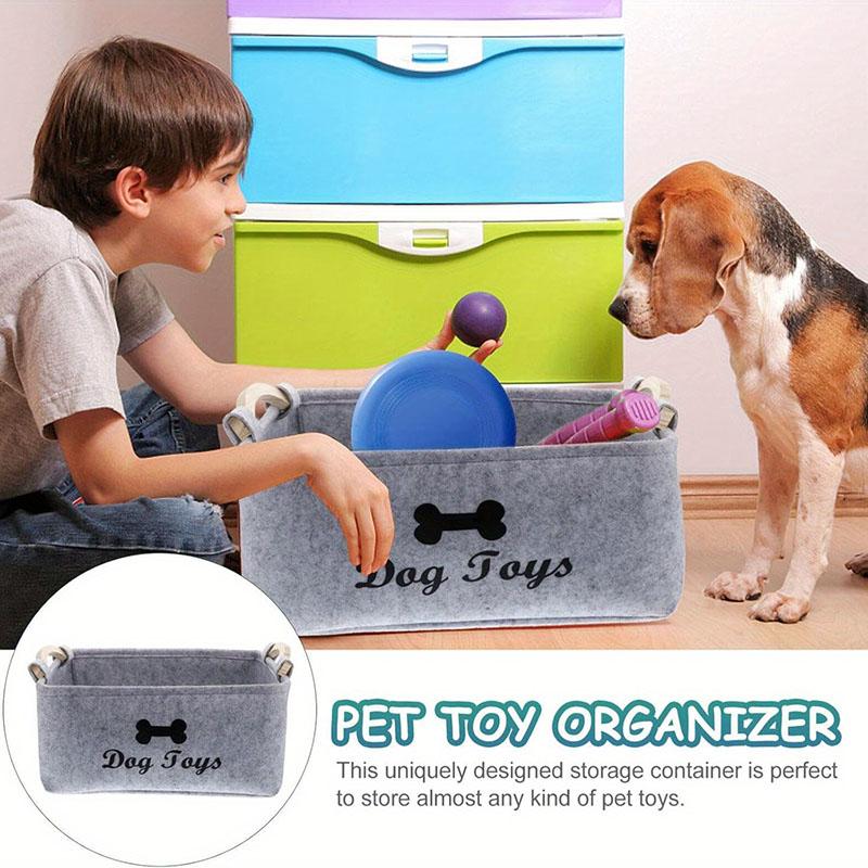 Multifunctional Felt Storage Basket Wooden Handle Pet Toys Home Organization Living Room Bedroom Use