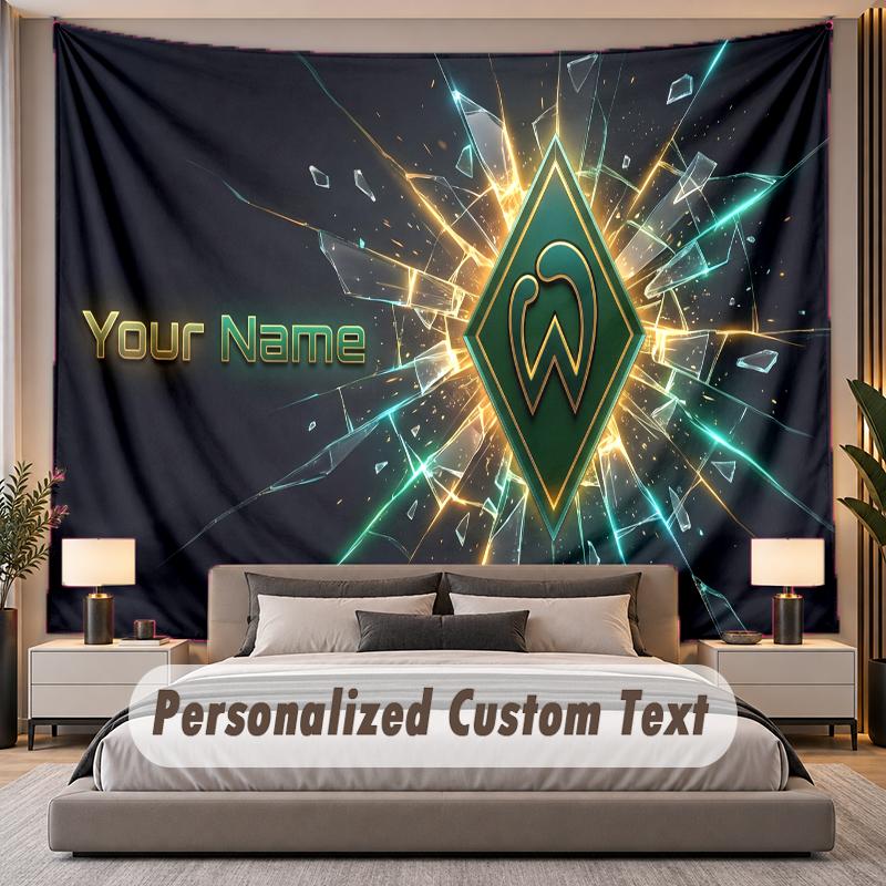 Custom Name Text Tapestry Werder Bremen FC Personalized Polyester Wall Tapestry For Bedroom And Room