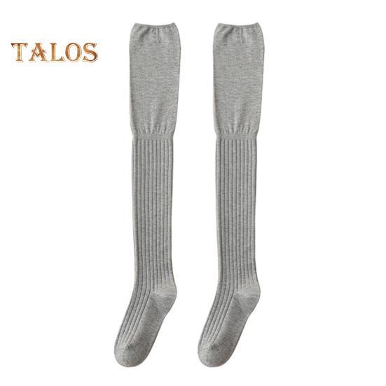 

1 пара женских зимних носков, плюшевые носки длиной до бедра, нескользящие, однотонные, теплые, утолщенные, чулки, теплые, с начесом, для разных случаев серый