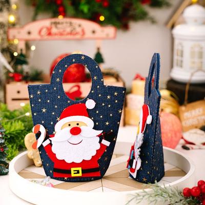 Portable Elk Snowman Christmas Gift Bag Cute Bear Cartoon Kids Candy Tote Bag Large Capacity Funny Santa Claus Bag Xmas Supplies