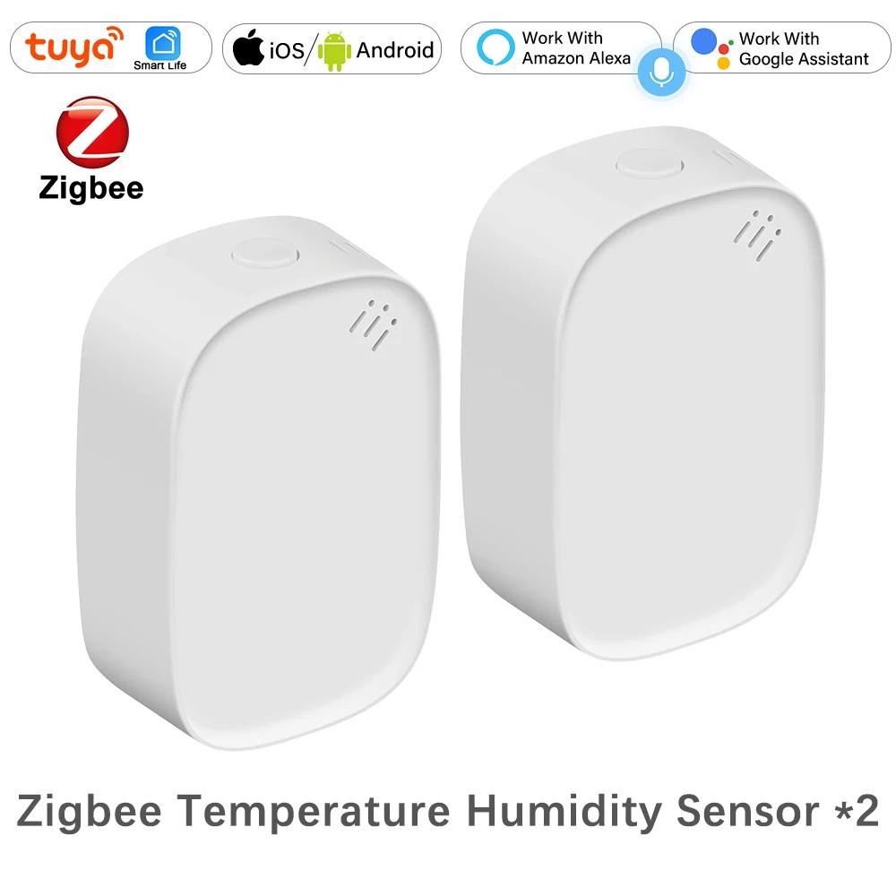 Tuya Zigbee Smart Temperature and Humidity Sensor Detector Battery Powered ZigBee Hub App Monitoring Work With Alexa Google Home