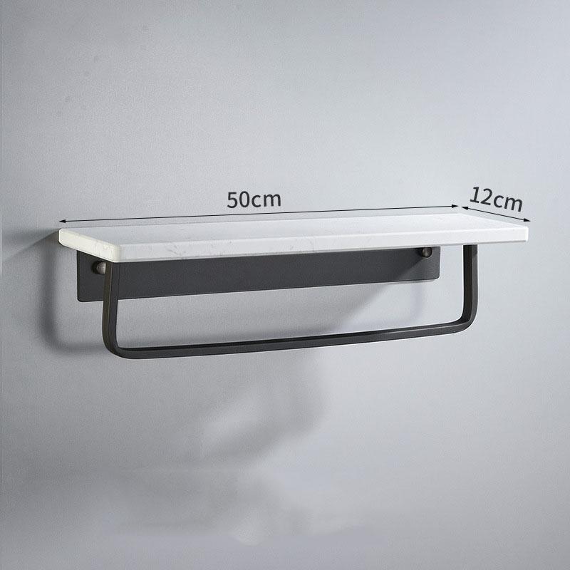 Black/White Marble Bathroom Shelf Wall-mounted Bathroom Storage Rack Aluminum Shower Stand With Rod Bathroom Accessory