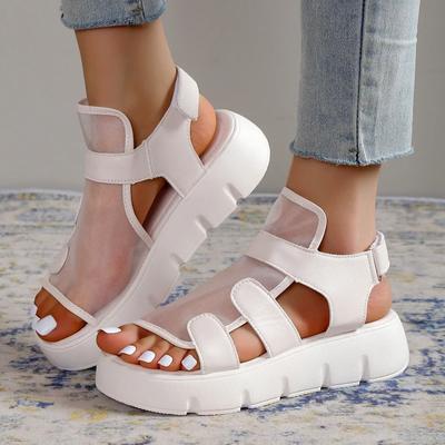 Shoes Women Sandals 2026 Summer New Fashion Platform Shoes Breathable Eugene Yarn Mesh Hook & Loop Sandals Sandalias