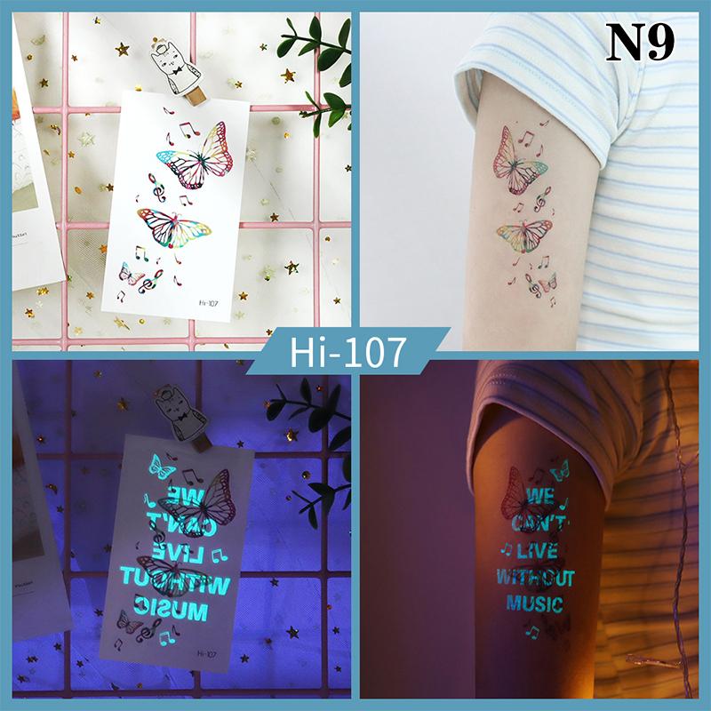 Светящаяся бабочка синяя светящаяся татуировка наклейка кемпинг водонепроницаемая временная татуировка перья одноразовая поддельная татуировка боди-арт