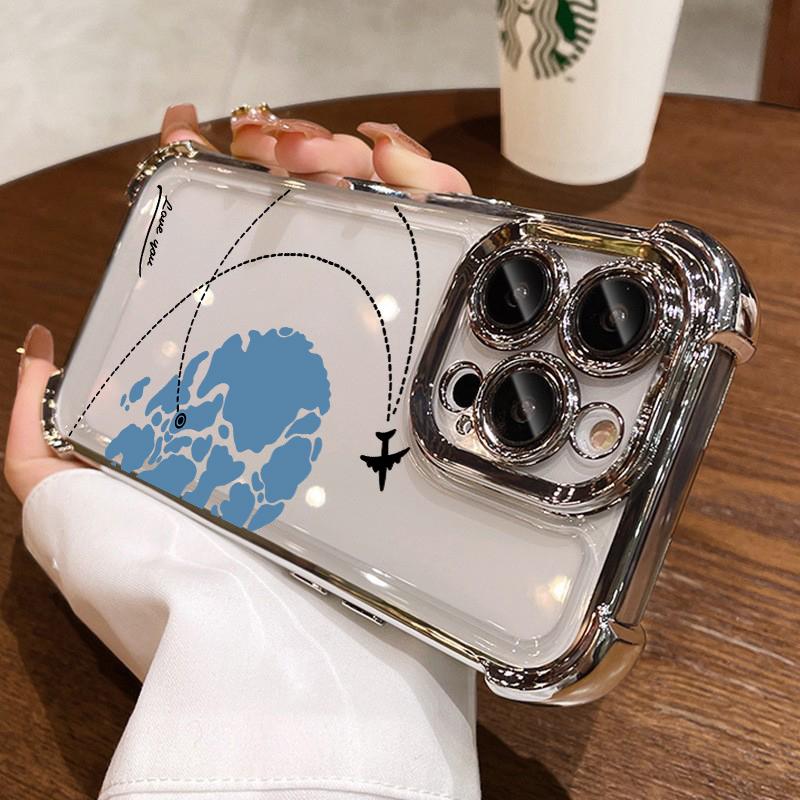 Airplane Heart Plating Case For Infinix Note 50 50S 50X 40 30 Pro Hot 60i 60 40 40i Smart 10 Plus 8 9 Clear Cover