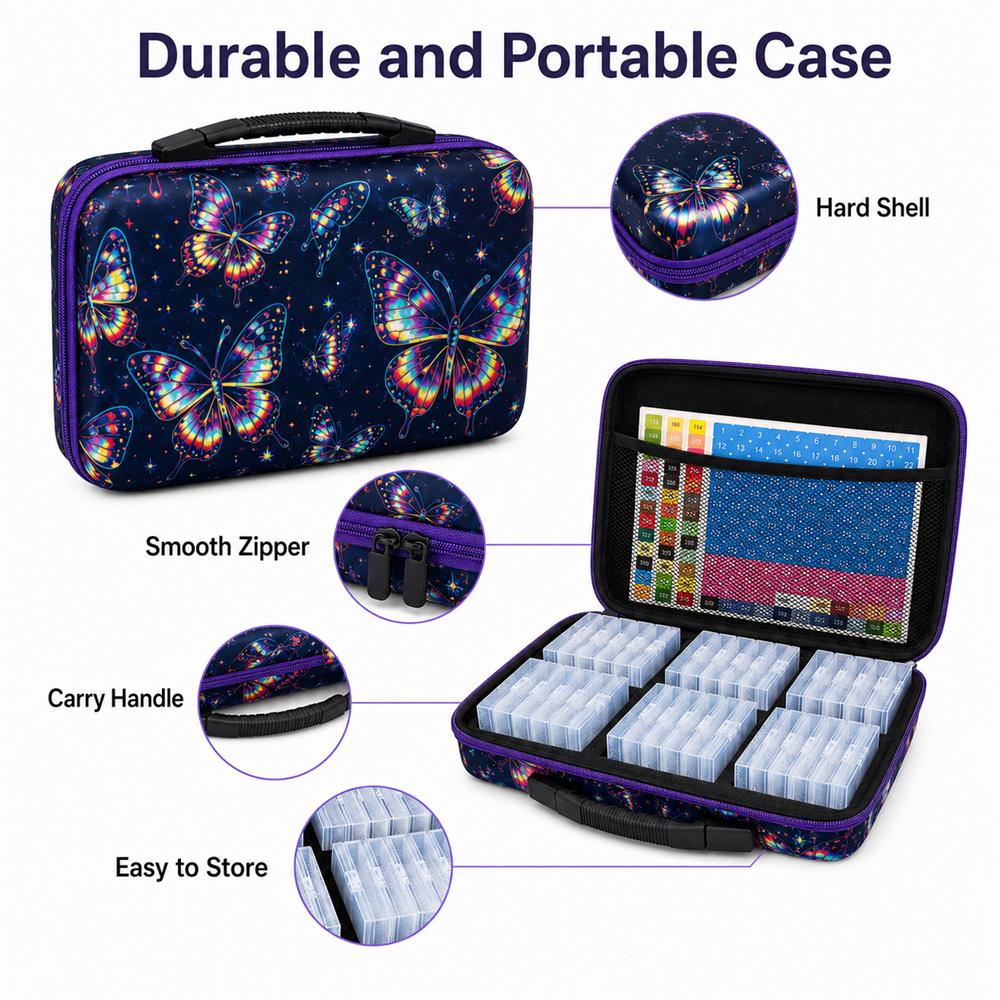 Diamond Painting Storage Kit Portable Bead Organizer Case with Containers Pens Trays Tweezers Wax and Accessories for DIY Crafts