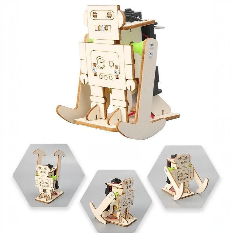 Wooden Walking Robot DIY Assemble Kit STEM Educational Learning Toy for Kids Family Game Night Creative Surprise Gift