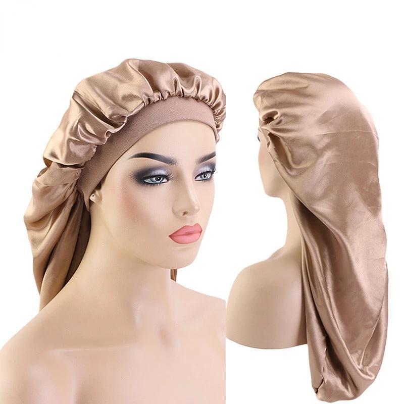 Long Satin Bonnet Sleep Cap Hair Care Night Sleep Cap for Women Braids Curly Hair Natural Hair Adjustable Sleep Cap