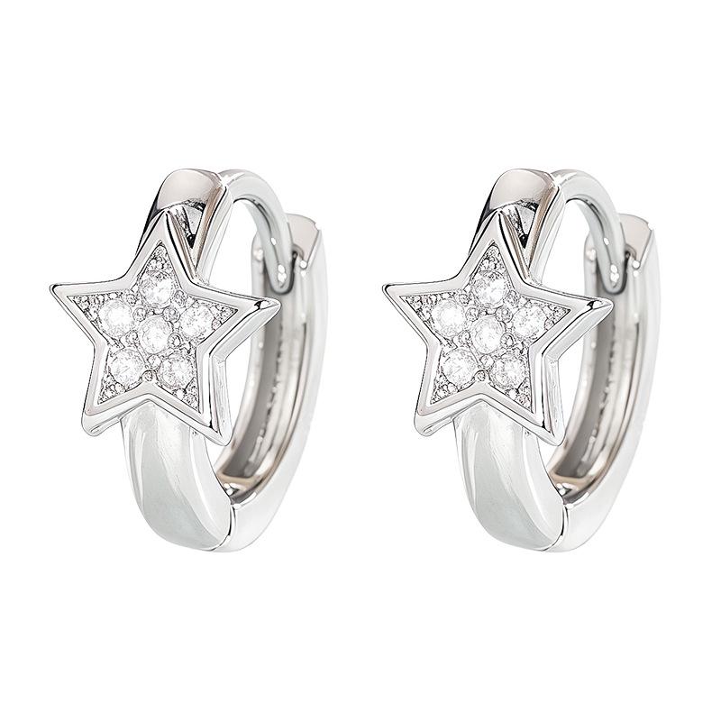 Unisex Five-Pointed Star Ear Cuff with Zircon – Trendy Minimalist European Style Earrings