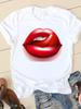 Clothing Summer Short Sleeve Watercolor Lip Sexy New Ladies Casual Unisex Fashion Graphic Tee Tshirts Female T Shirt Clothes
