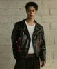 Lanarchive [0120] Glossy Leather Rider Jacket - Black