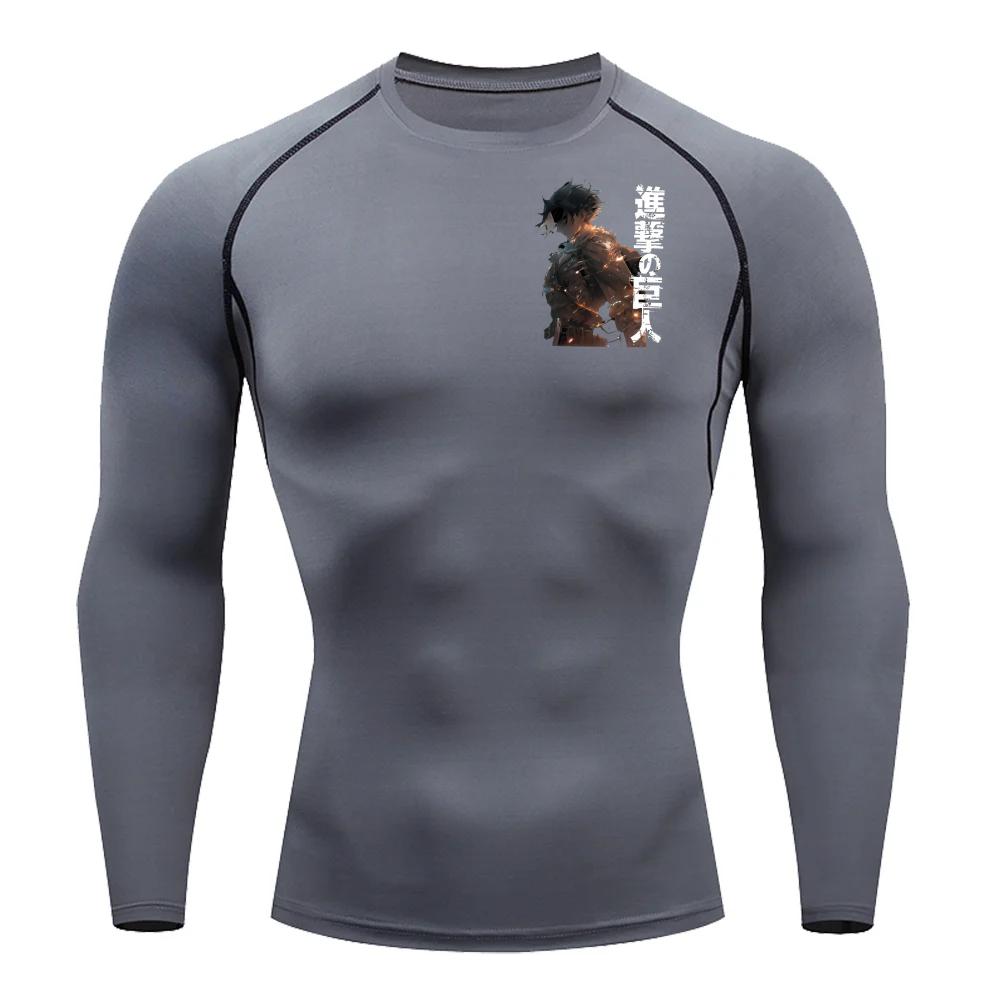 Men's Compression Shirt Eren Yeager Combat State Graphic Sports Quick Drying Gym T-shirt Fitness Sweatshirt Elastic Top T-shirt