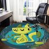1pc Green Cat Office Round Area Rug, Under Office Chairs Bedroom Living Room Home Decor, Room Deco