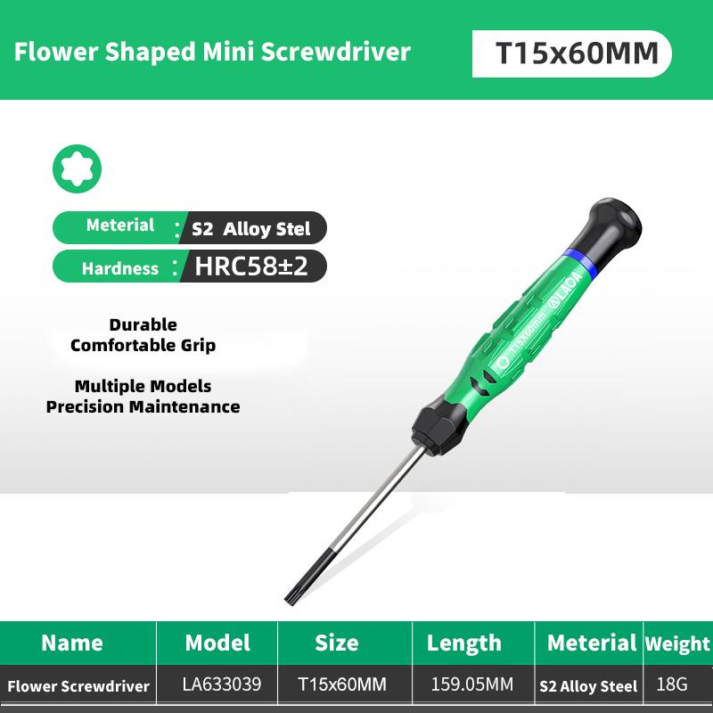 1pc Mini Torx Screwdriver featuring Magnetism S2 Alloy Steel Pozi Screwdrivers Flower Shaped Screwdriver T5-T20