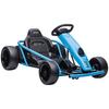 Elektrisches Go-Kart für Kinder, Driftfunktion, Hupe, Musik, Sicherheitsgurt, Sanftanlauf, Blau/Schwarz