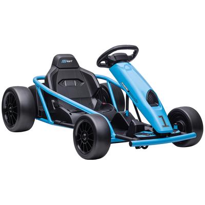 Elektrisches Go-Kart für Kinder, Driftfunktion, Hupe, Musik, Sicherheitsgurt, Sanftanlauf, Blau/Schwarz