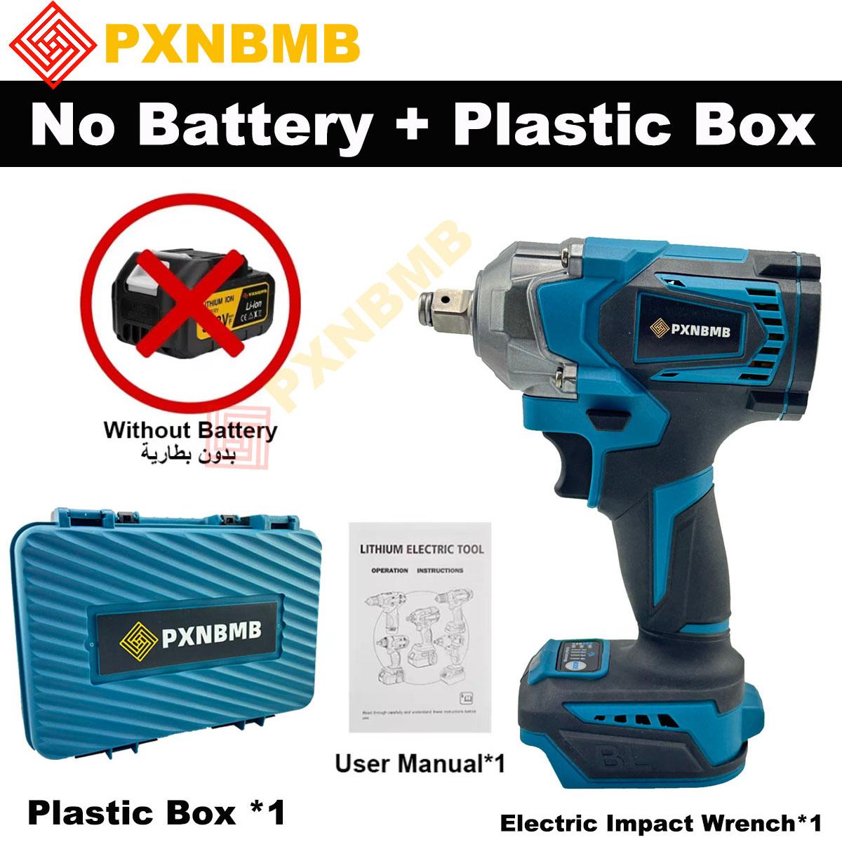 

PXNBMB 1200 N.M Torque Screwdriver Brushless Cordless Electric Impact Wrench 1/2 In Lithium-Ion Battery For Makita 18V Battery