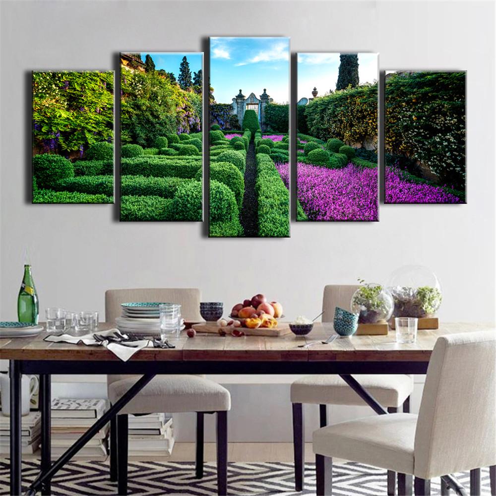

Wall Art Canvas Painting 5 Pieces Beautiful Green Woods Clouds Blue Sky Home Modern Decoration Scenery Picture Living Room Decor 20X35 20X45 20X55CM