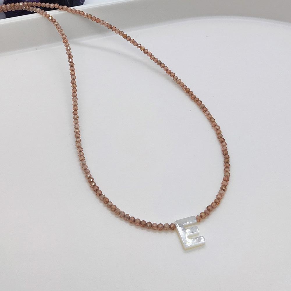 Elegant 2m Zircon Beaded Clavicle Chain: 26-Letter Deep Sea Shell Necklace for Women.
