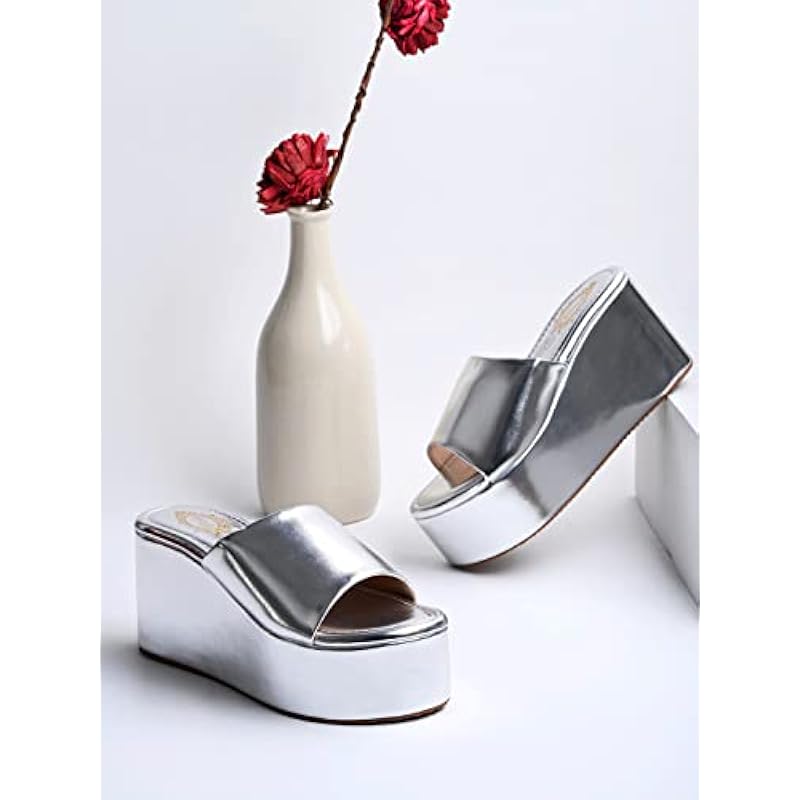 Shoetopia Girls Little Silver Wedge Sandal - 8 Uk (Girls-Little-Silver) 8 UK серебряный