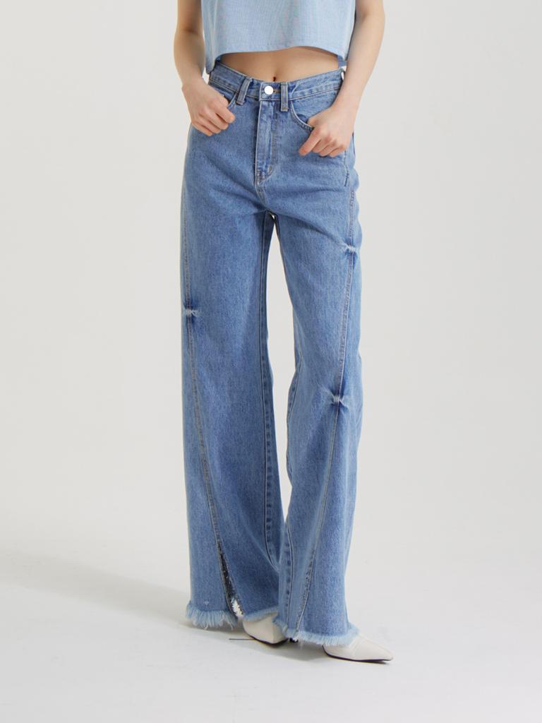 UNKNOWN PLANET Line Slit Denim Pants Blue