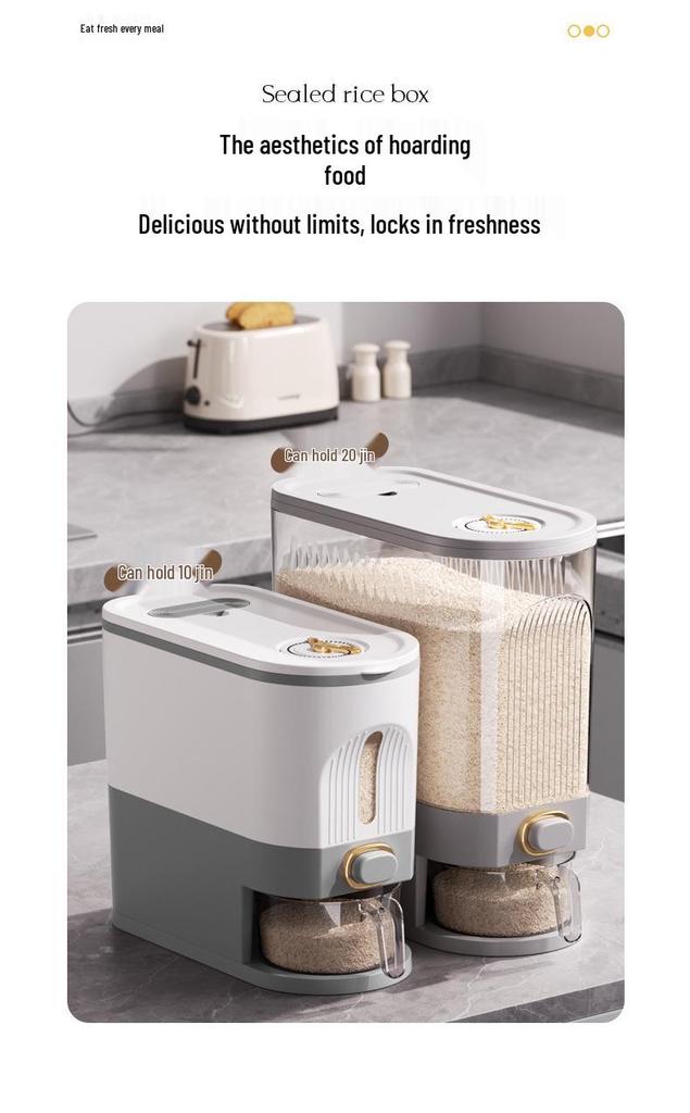 20 Jin Sealed Rice Storage Bucket: Insect & Moisture-Proof, Food-Grade, High-End Home Use Container