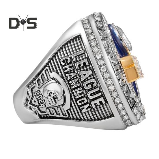 Fotballmesterskapsring Dobbeltbelagt overflate Cubic Zirconia Halskjede Armbånd Anheng Football League Winner Trophy Ring Award Ring