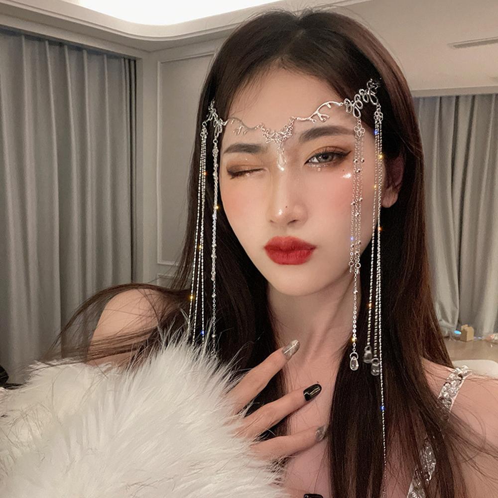 Girls Women Hollow Chinese Style Bridal Rhinestones Bead Hair Clips Tassel Hairpin Crystal Barrette