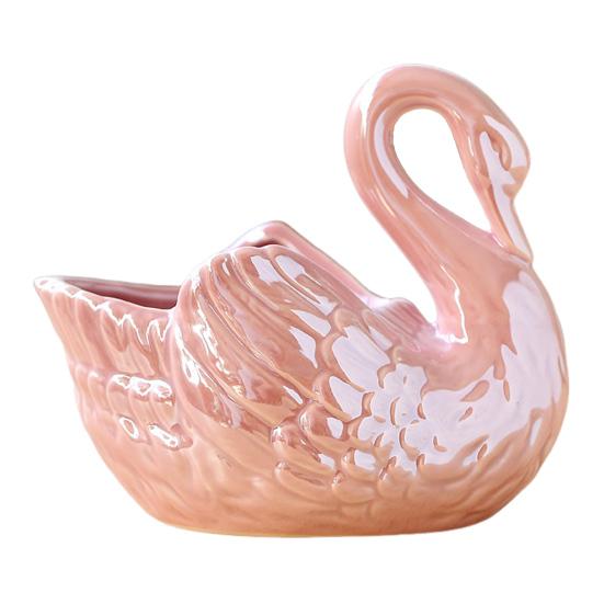 Ceramic Swan Ornament Multi-purpose Hydroponic Plants Succulents Pot Candle Holder Storage Box Desktop Swan Decoration