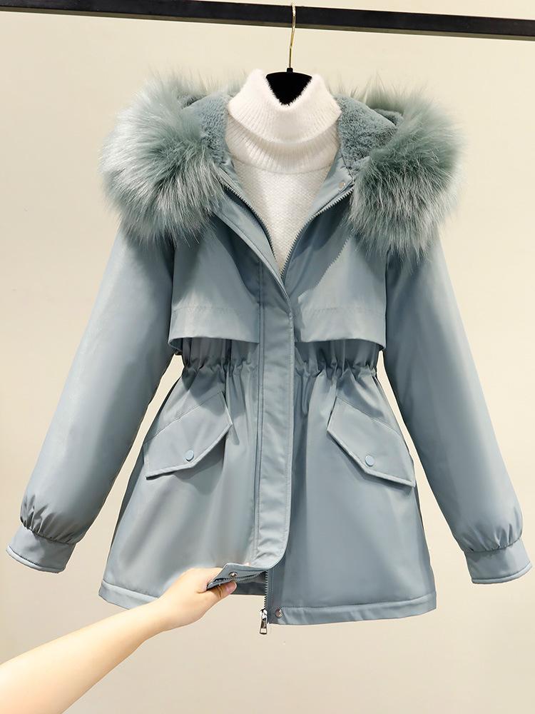 Women Padded Plus  Winter Big Fur Jacket Women Loose Slim Warm Hooded Parka Coat Down Jacket