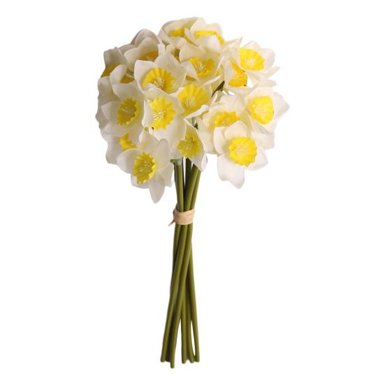 6 шт. Искусственные букеты нарциссов Имитация букета нарциссов Декоративная желто-белая цветочная композиция для гостиной столовой прихожей