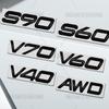 3D Car Styling For Volvo XC40 XC60 XC70 XC90 S60 S90 V70 V60 V40 AWD Glossy Black Emblem Badge Metal Stickers Rear Trunk Decals