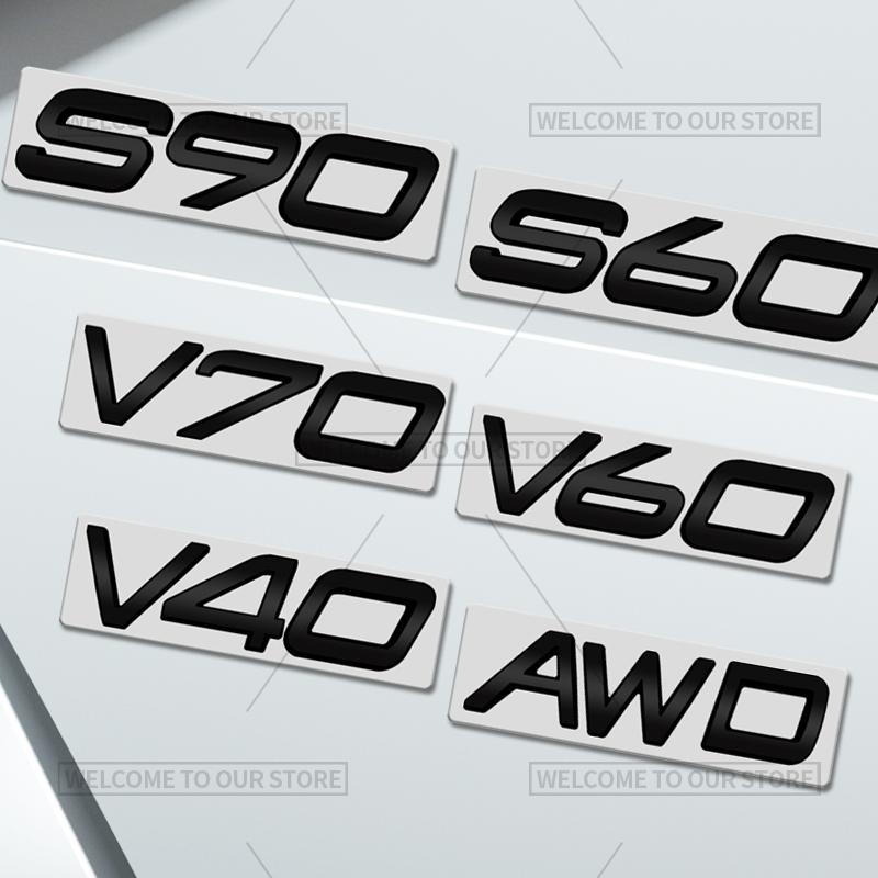 3D Car Styling For Volvo XC40 XC60 XC70 XC90 S60 S90 V70 V60 V40 AWD Glossy Black Emblem Badge Metal Stickers Rear Trunk Decals