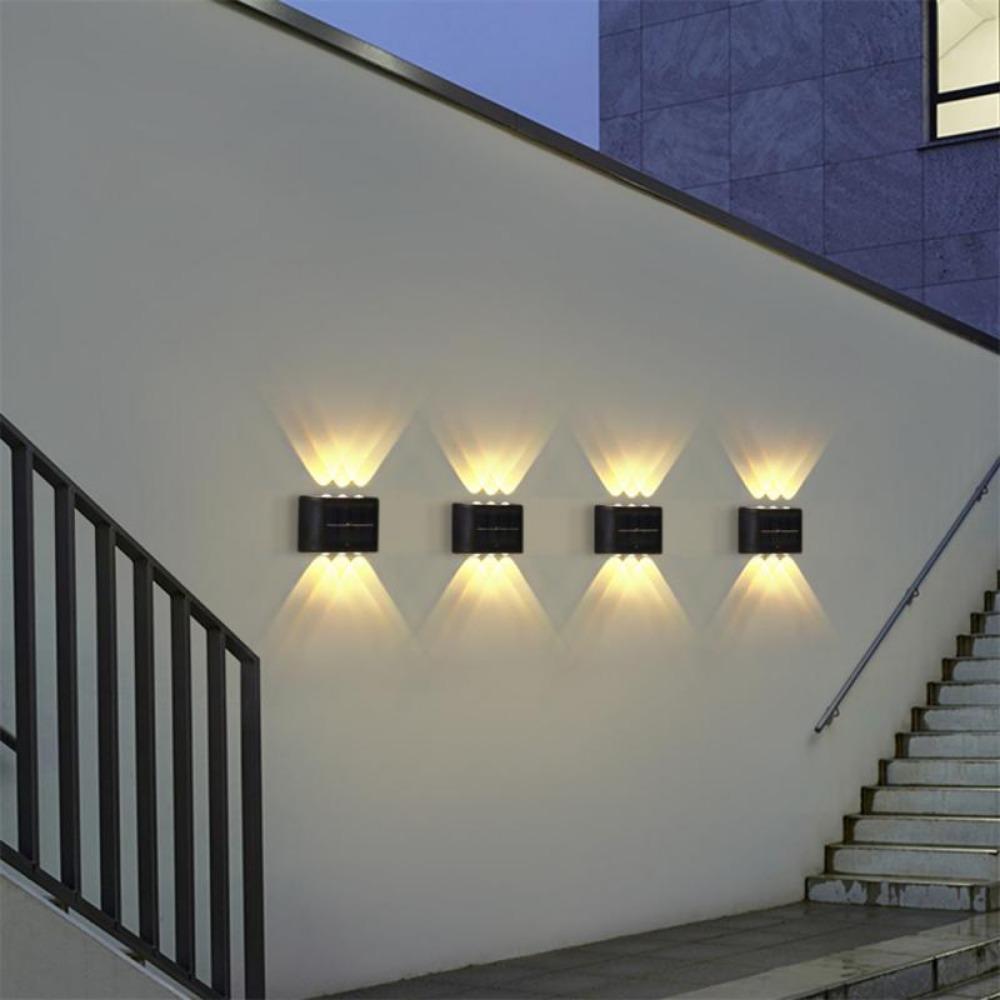 4/8/10LED Solar Wall Lamp Outdoor Waterproof Up and Down Luminous Lighting for Garden Fence Decoration Sunlight Light