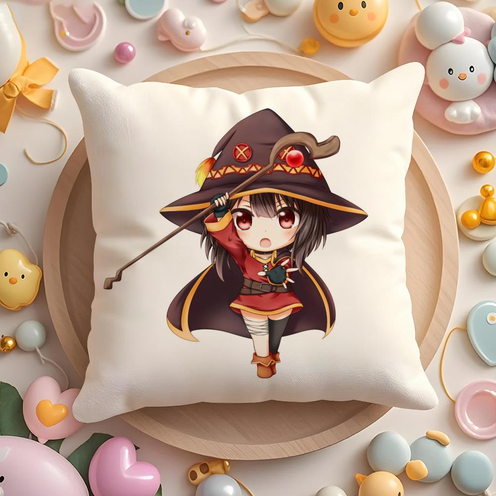 New Arrival KKonosuba Anime Cushion Cover Plush Fabric Soft DoubleSided Printed Sofa Warm Winter Home Gift Pillow Cover