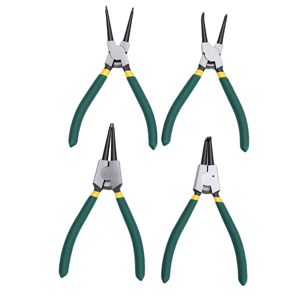 4PCS 7 Inch Internal External Snap Ring Pliers Set with Straight Bent Jaw for Removal and Installation of Automotive